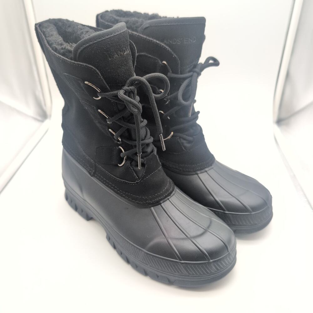 Lands' End Winter Duck Snow Lace Up Black Boots Men's 9D